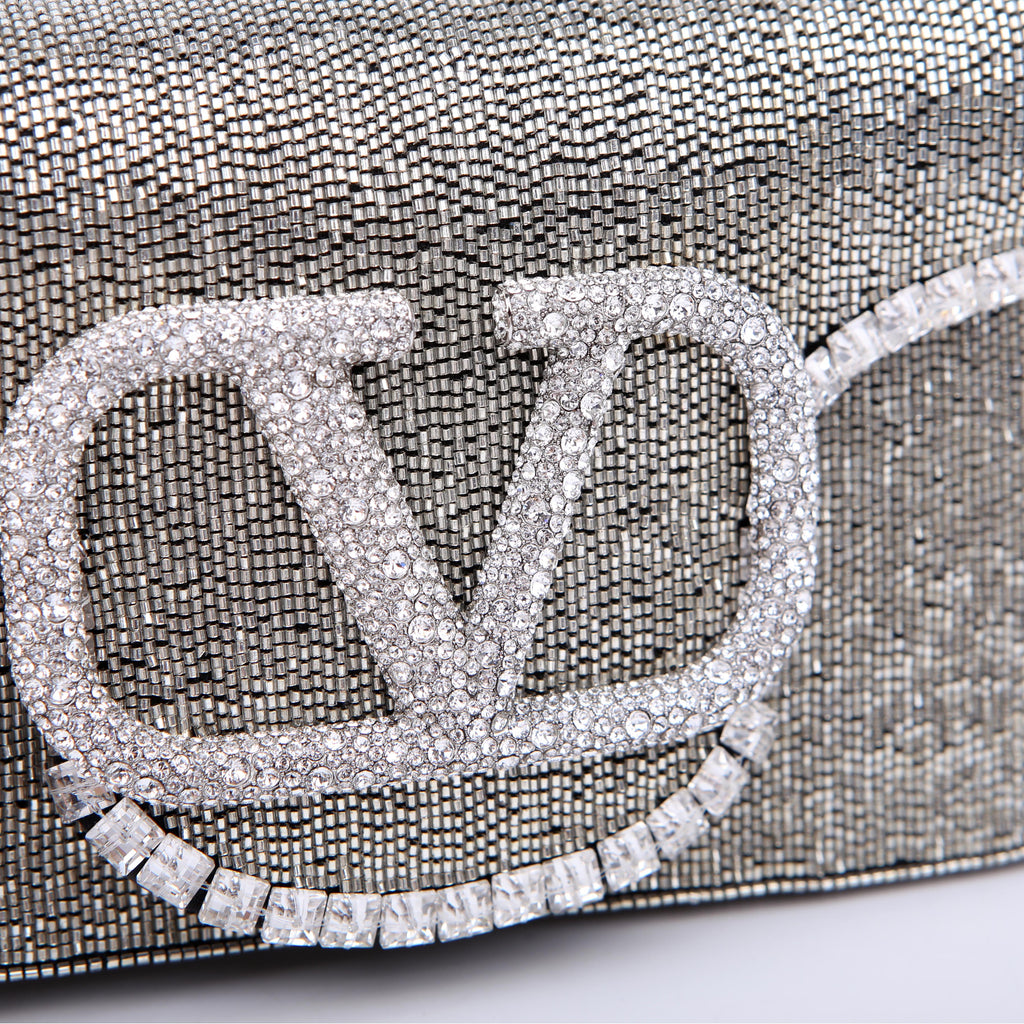 Vlogo Small Loco Crystal Embellished Silver
