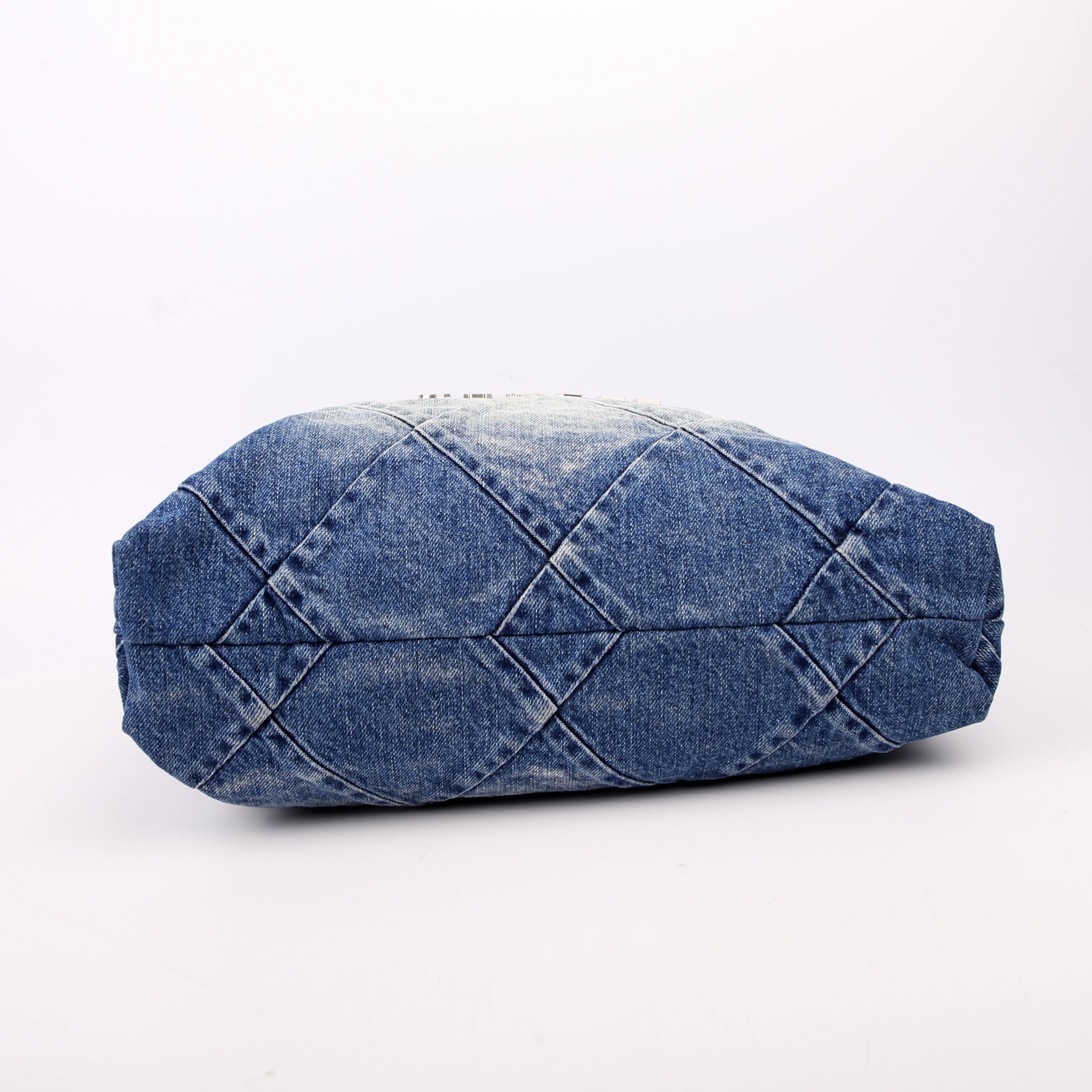 Chanel 22 Quilted Denim Hobo Blue