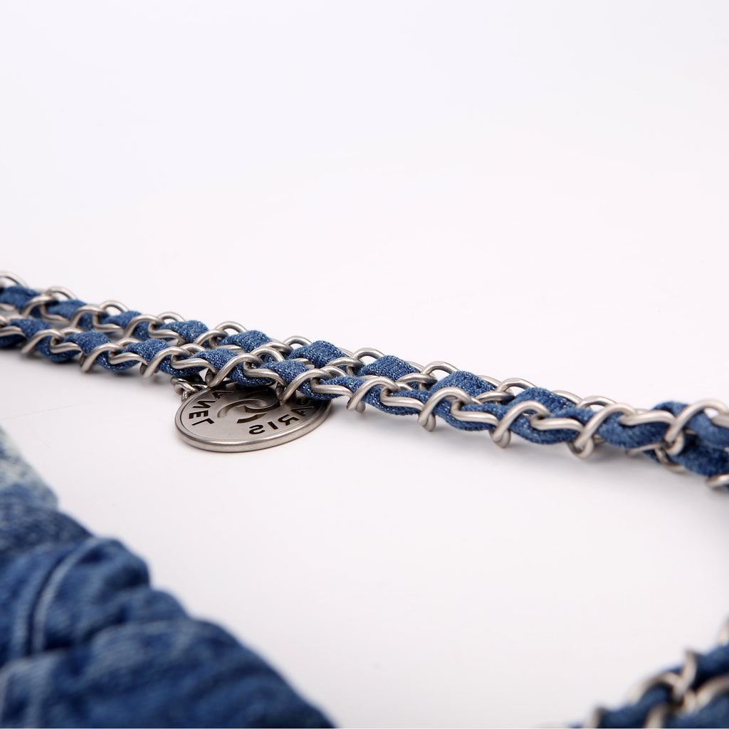 Chanel 22 Quilted Denim Hobo Blue