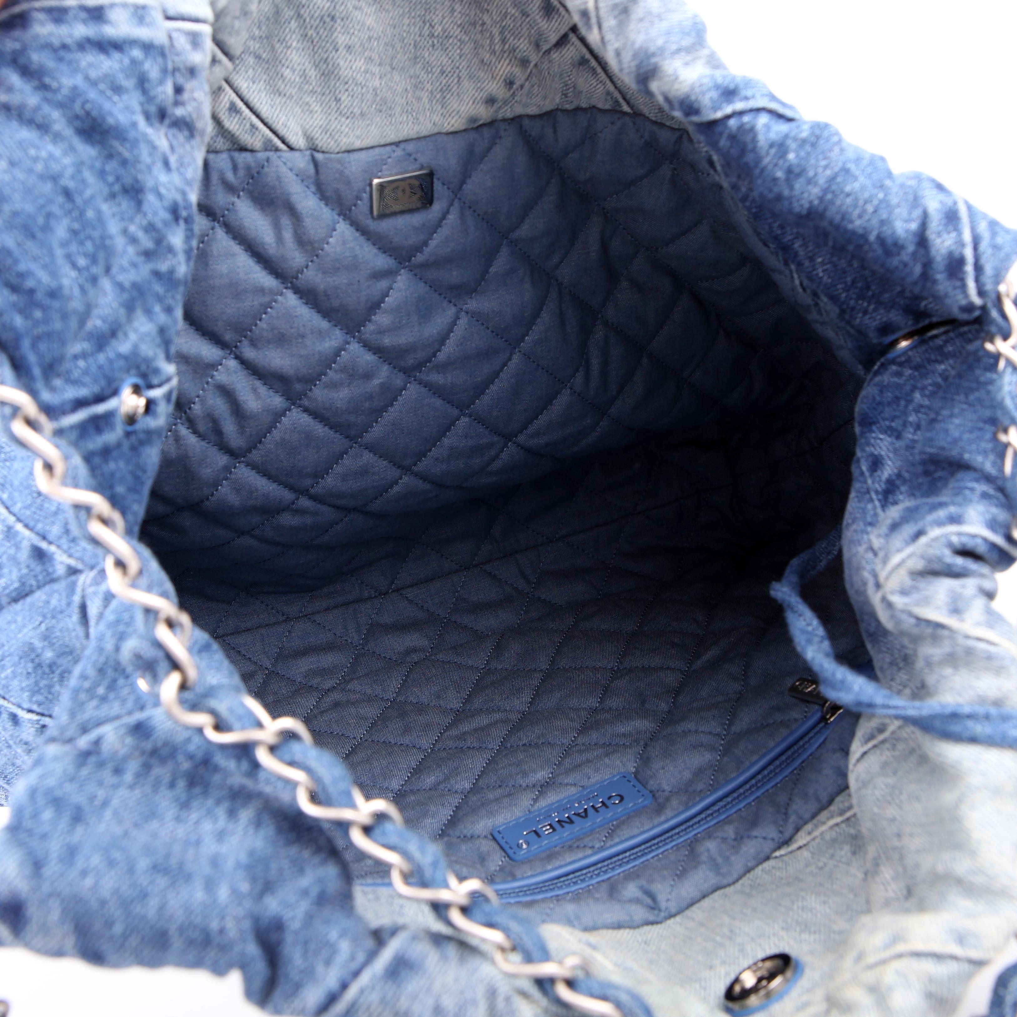 Chanel 22 Quilted Denim Hobo Blue