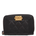 Boy Zip Around Coin Purse Quilted Caviar RFID Black/Gold