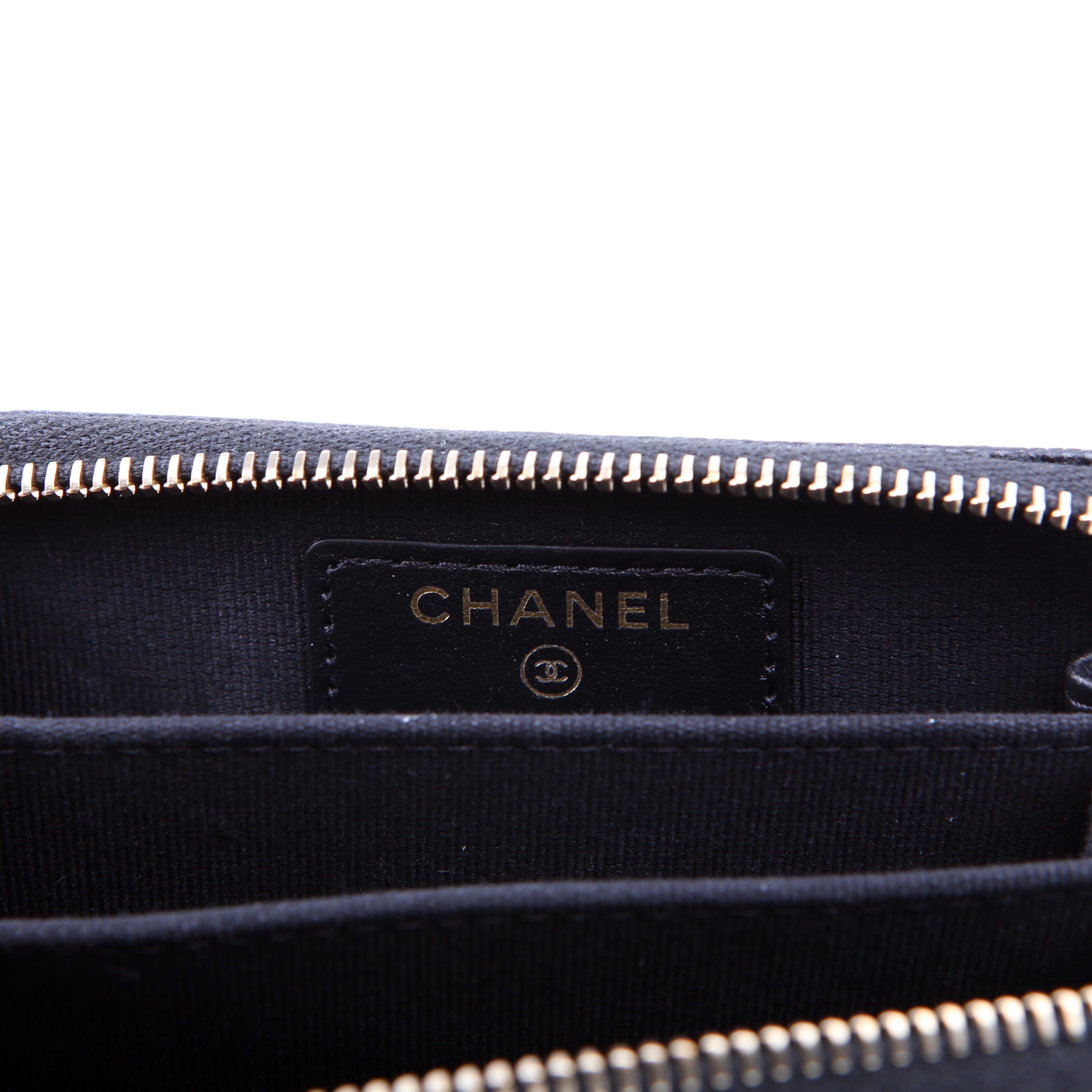Boy Zip Around Coin Purse Quilted Caviar RFID Black/Gold