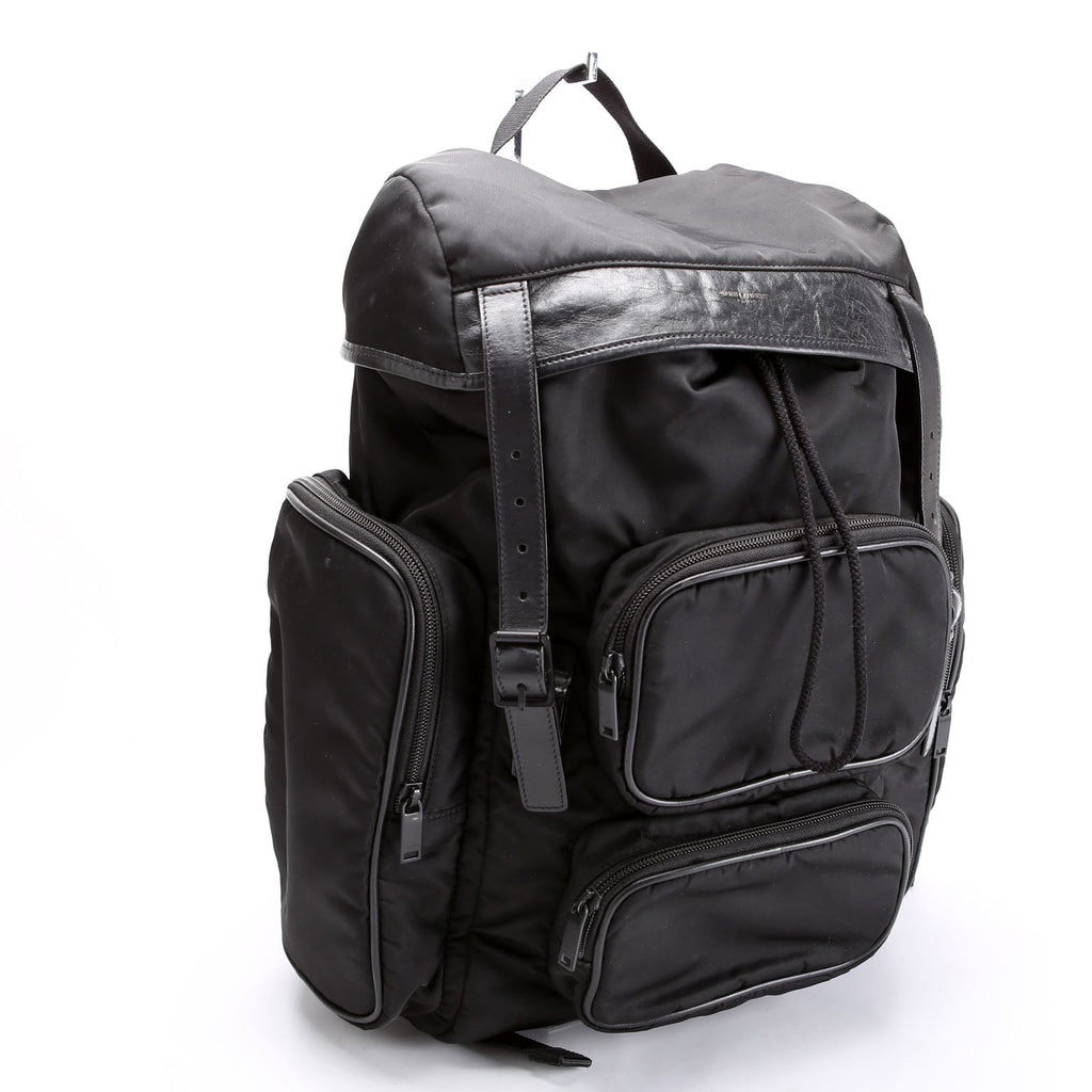 SAINT LAURENT City Multi-Pocket Nylon Backpack 437110 Black