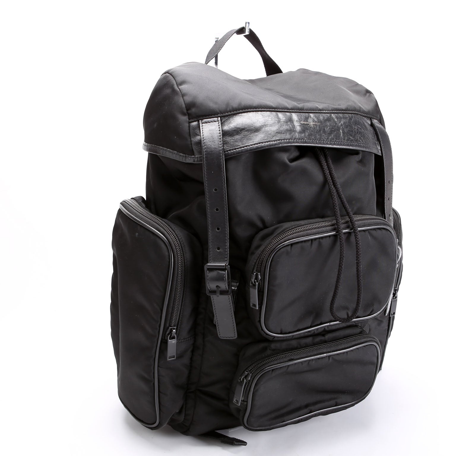 SAINT LAURENT City Multi-Pocket Nylon Backpack 437110 Black