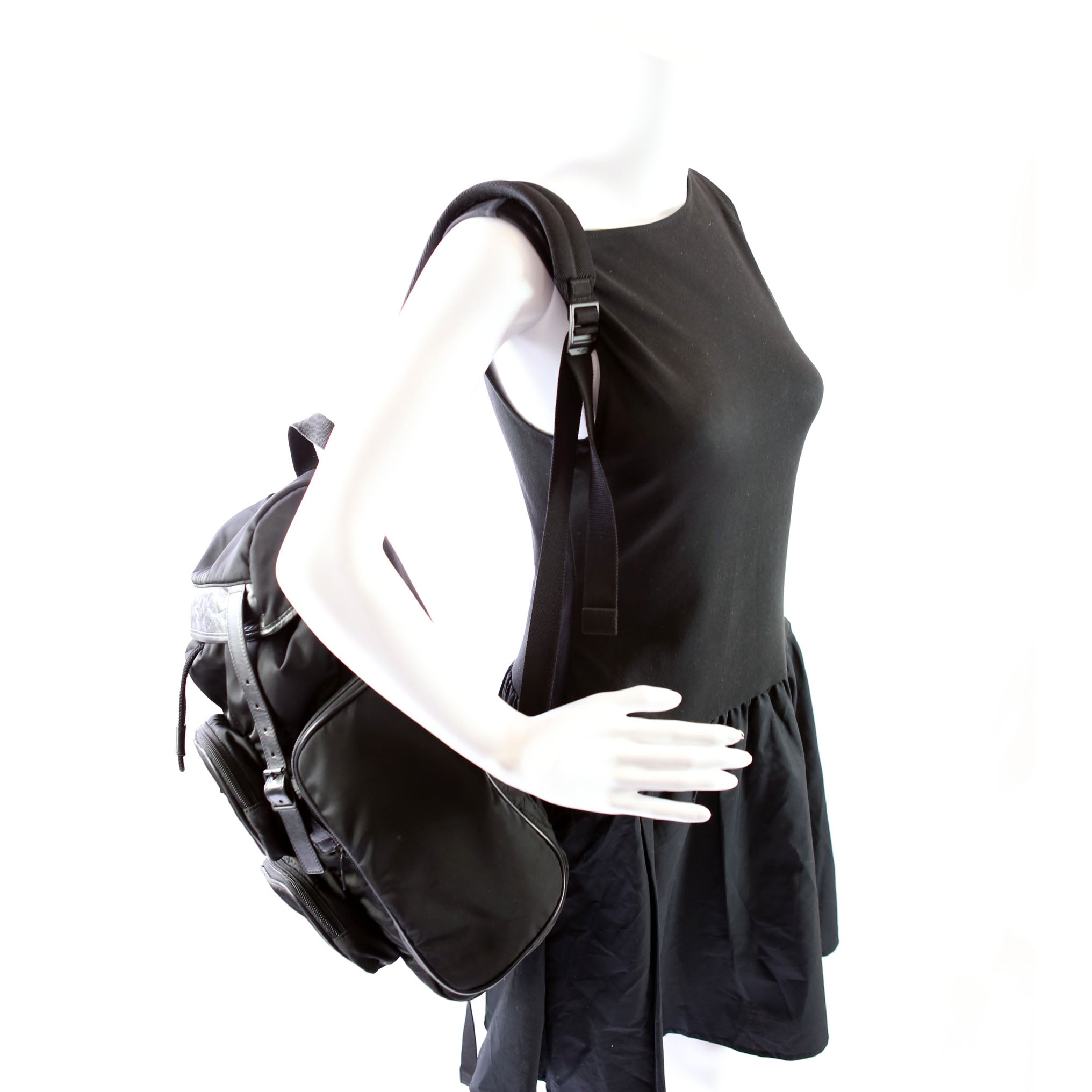 SAINT LAURENT City Multi-Pocket Nylon Backpack 437110 Black