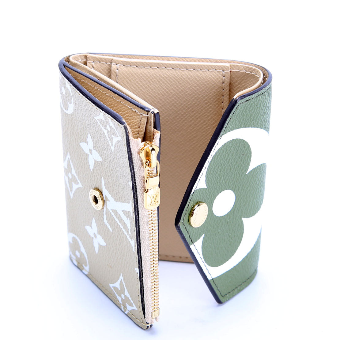 Zoe Wallet Giant Monogram Green/Tan