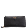 Prada Saffiano Zip Around Wallet 1ML506 Black