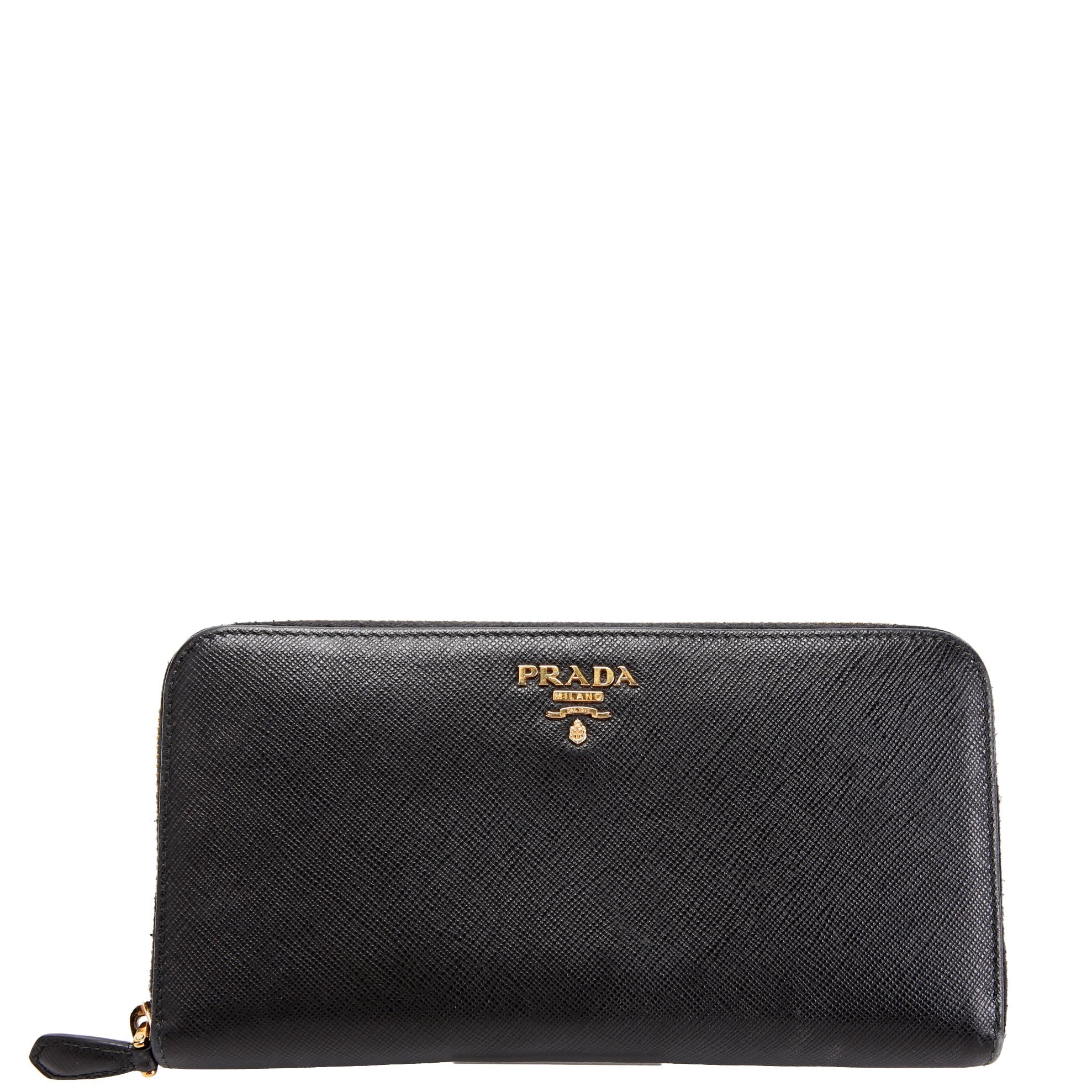 Prada Saffiano Zip Around Wallet 1ML506 Black