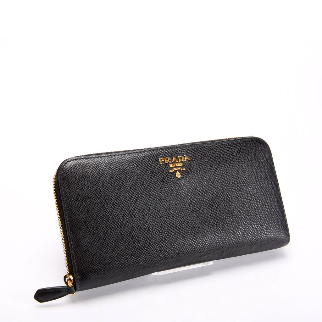 Prada Saffiano Zip Around Wallet 1ML506 Black