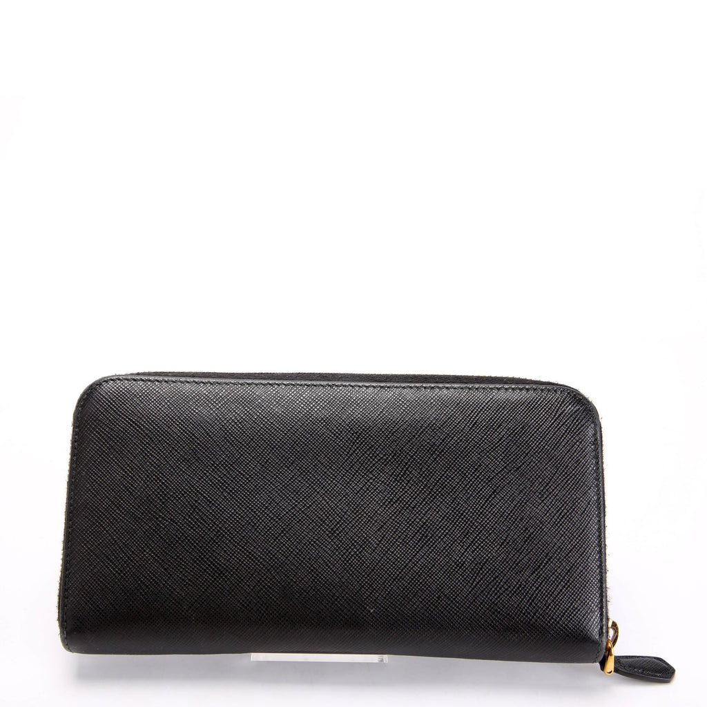 Prada Saffiano Zip Around Wallet 1ML506 Black
