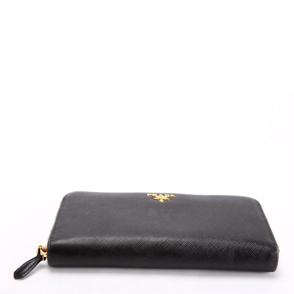 Prada Saffiano Zip Around Wallet 1ML506 Black