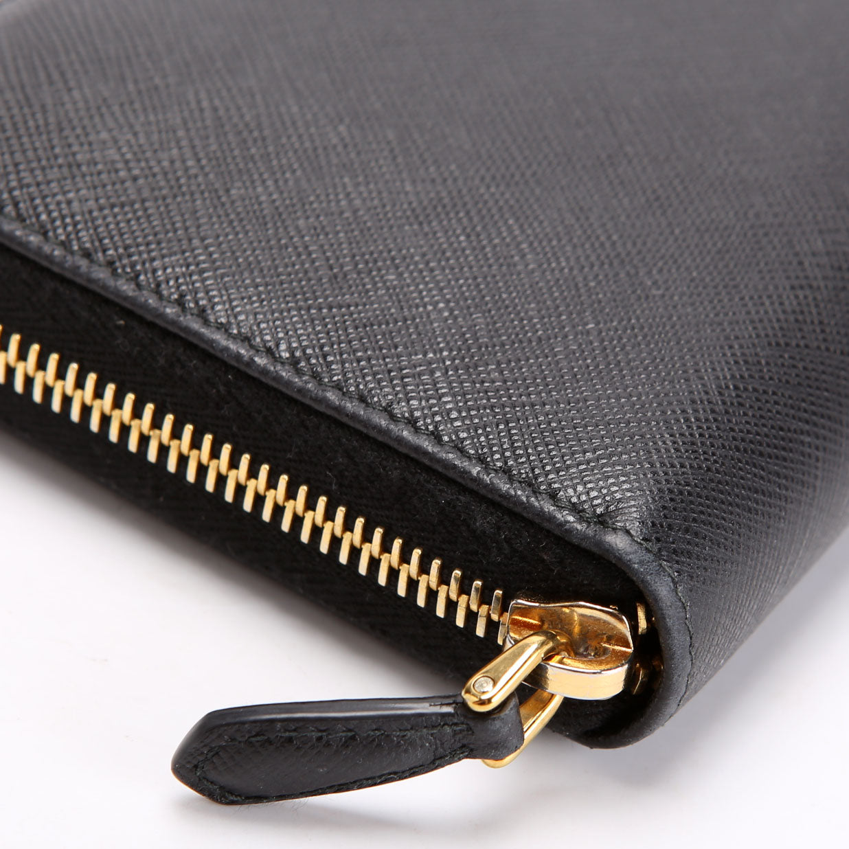 Prada Saffiano Zip Around Wallet 1ML506 Black