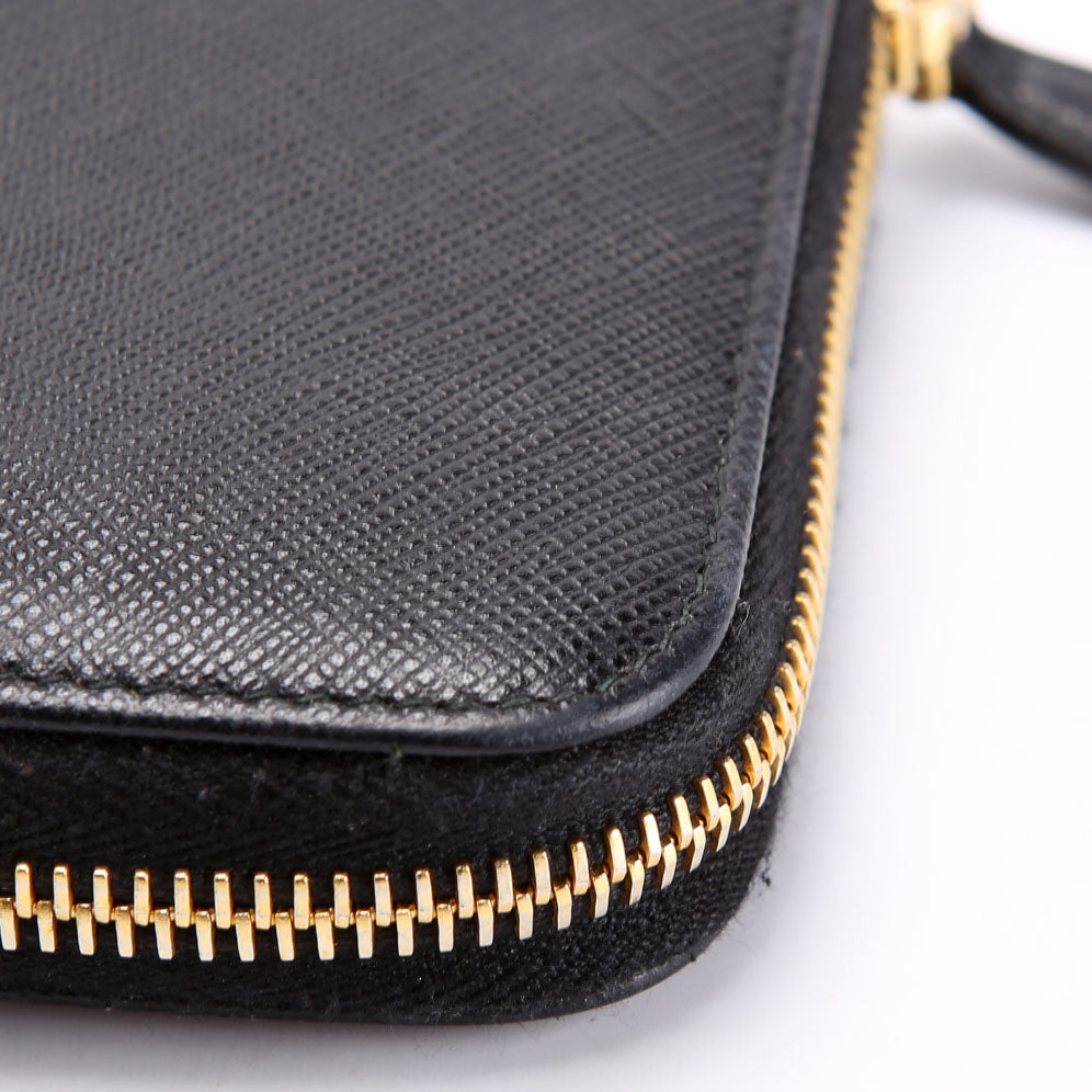Prada Saffiano Zip Around Wallet 1ML506 Black