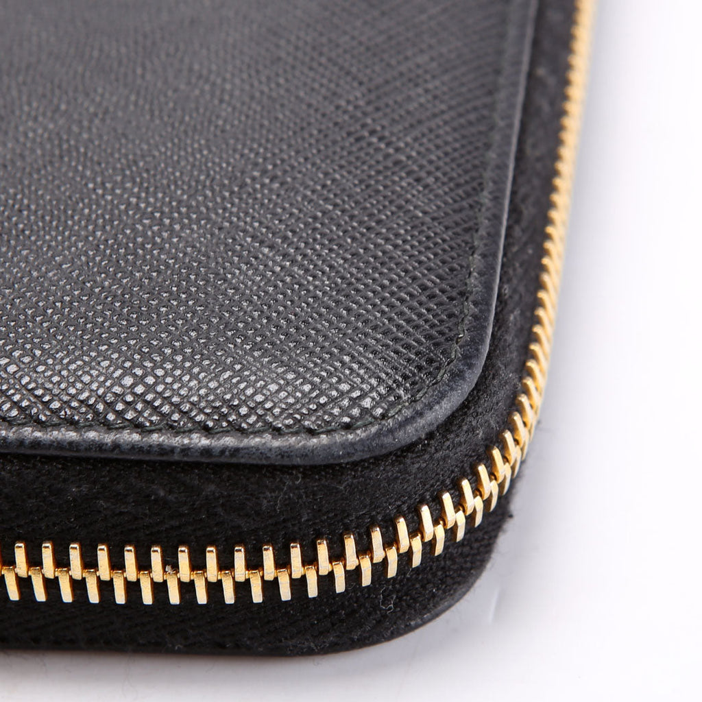 Prada Saffiano Zip Around Wallet 1ML506 Black