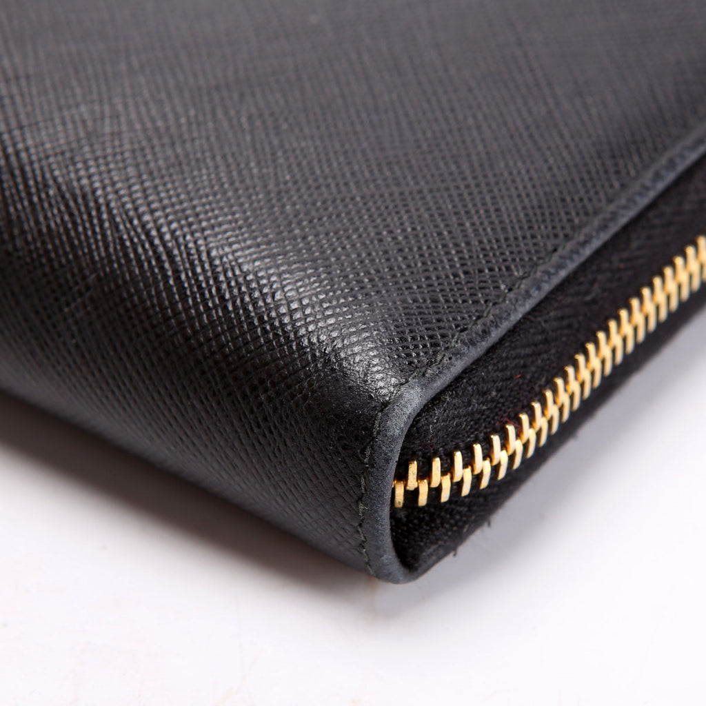 Prada Saffiano Zip Around Wallet 1ML506 Black
