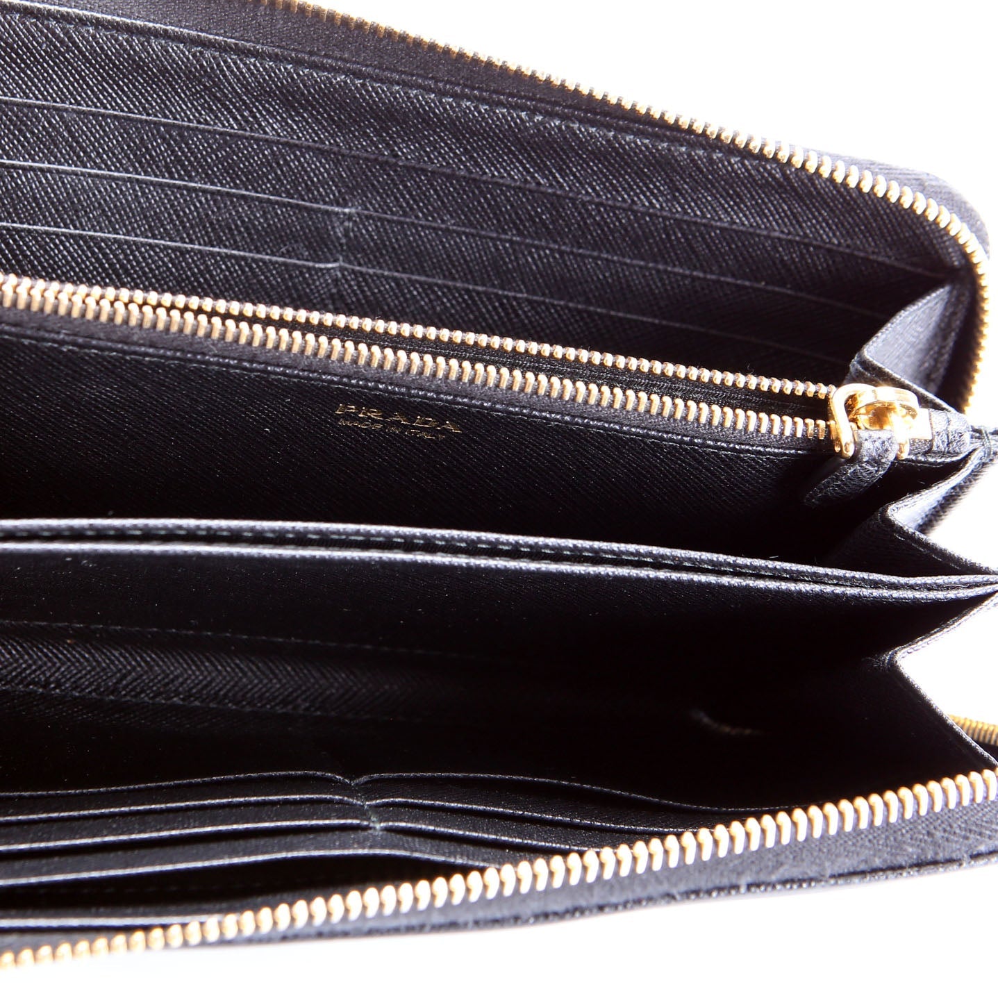 Prada Saffiano Zip Around Wallet 1ML506 Black