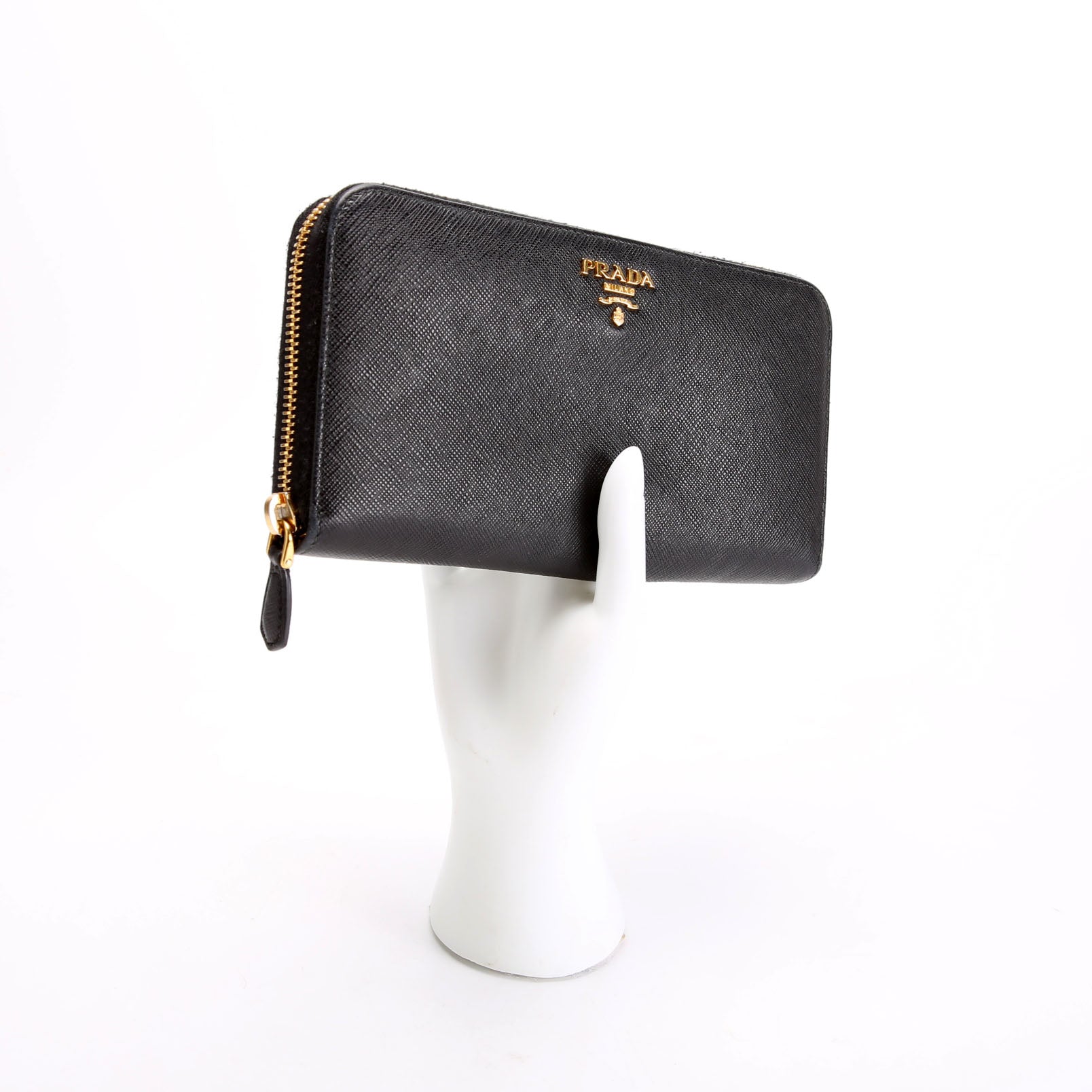 Prada Saffiano Zip Around Wallet 1ML506 Black