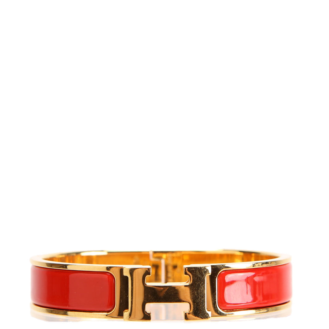 Hermes Clic Clac Narrow PM Bracelet Gold/Red