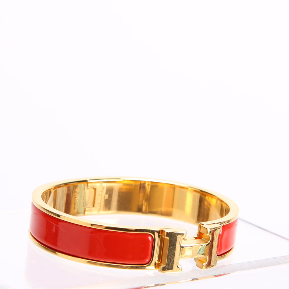 Hermes Clic Clac Narrow PM Bracelet Gold/Red