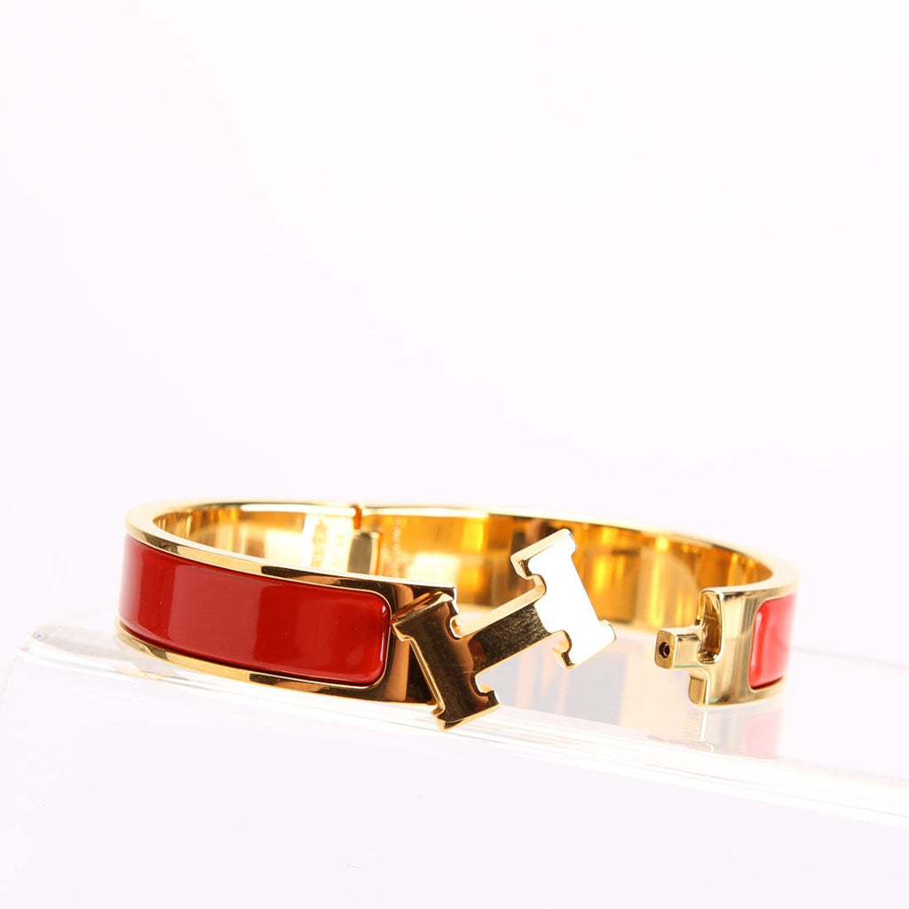 Hermes Clic Clac Narrow PM Bracelet Gold/Red