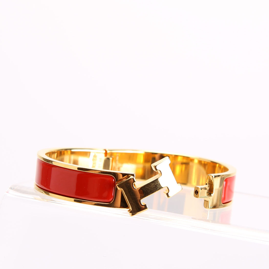 Hermes Clic Clac Narrow PM Bracelet Gold/Red