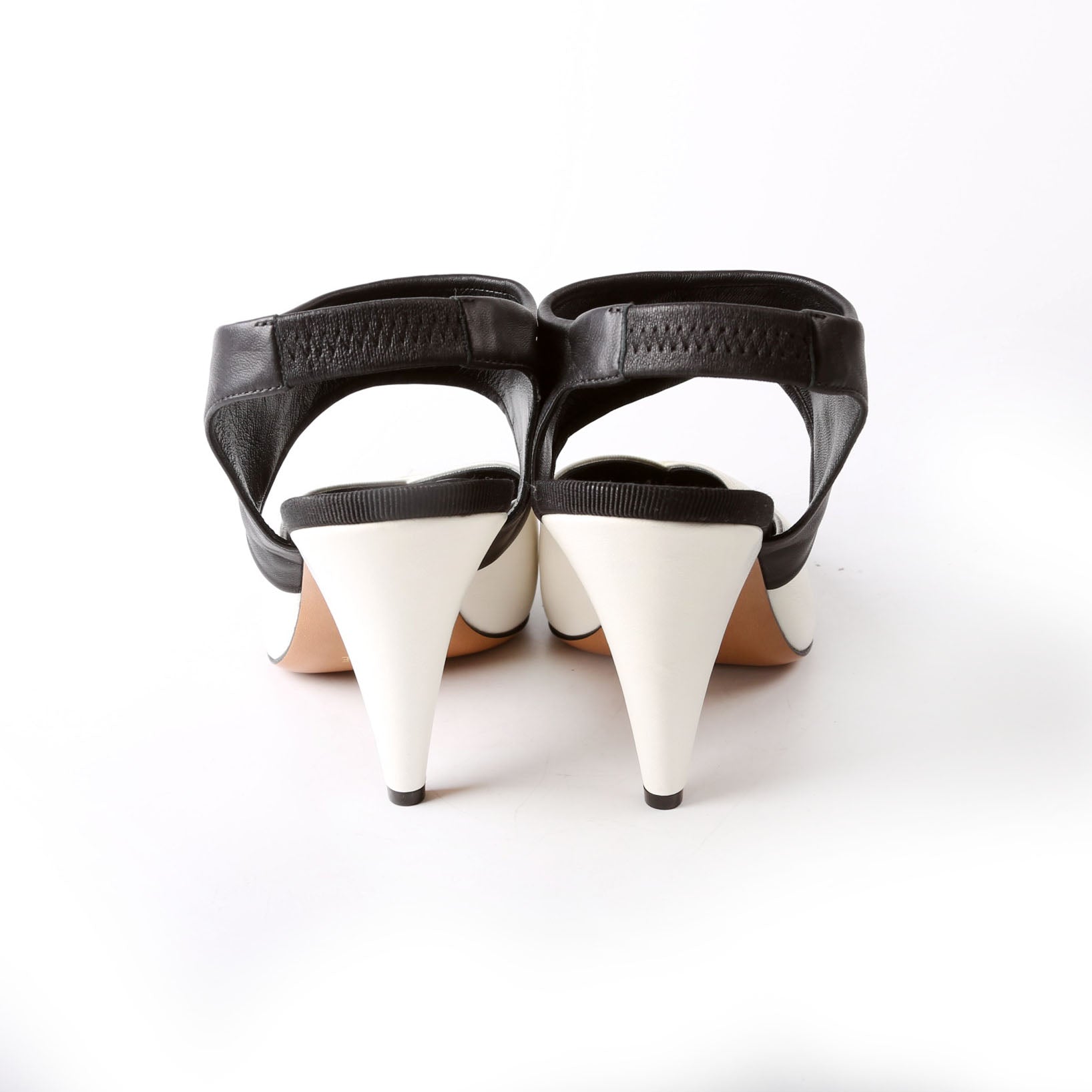 Leather Two-Tone Slingback Pumps Size 39