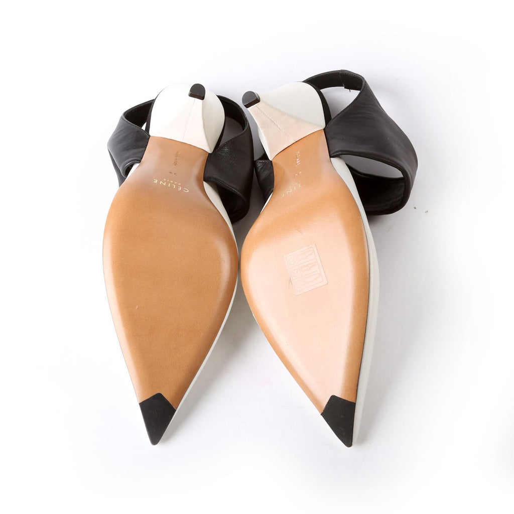 Leather Two-Tone Slingback Pumps Size 39