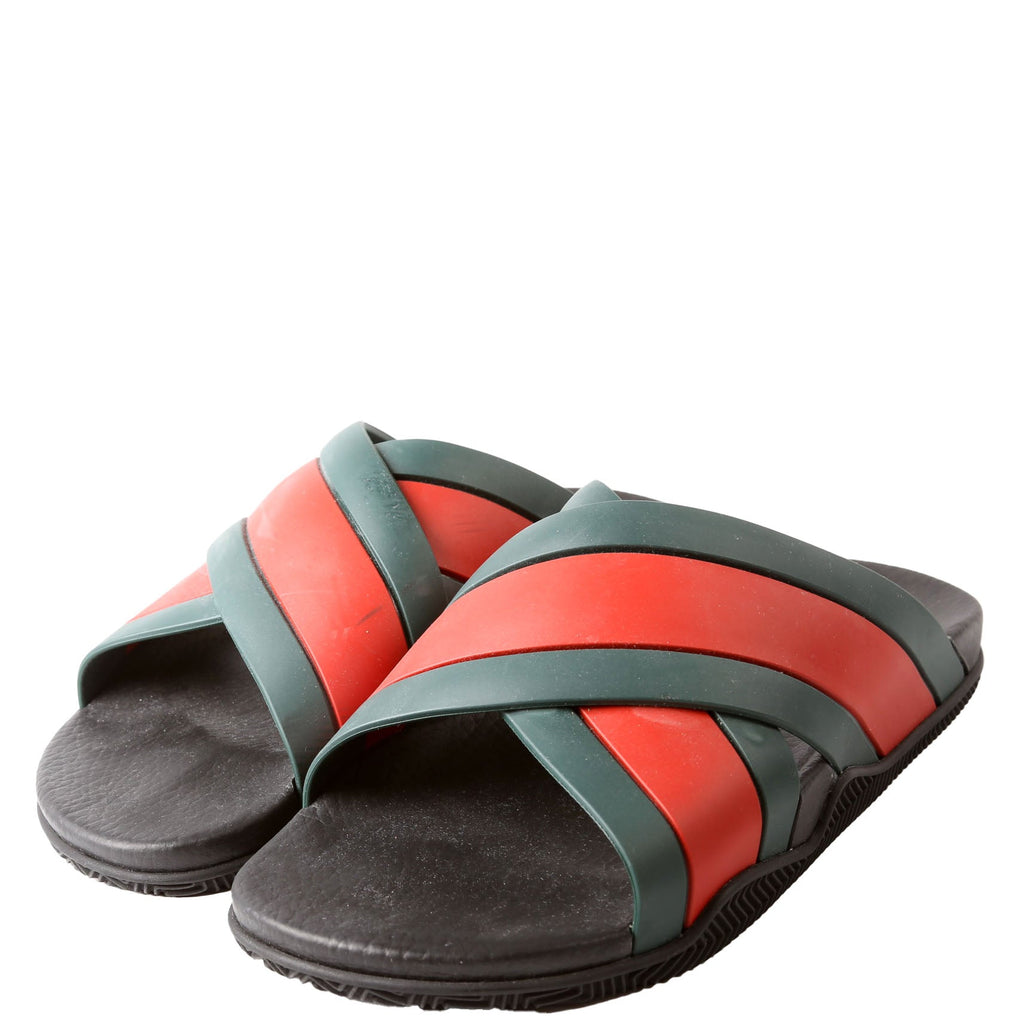 Gucci Criss Cross Web Rubber Slides Size 41