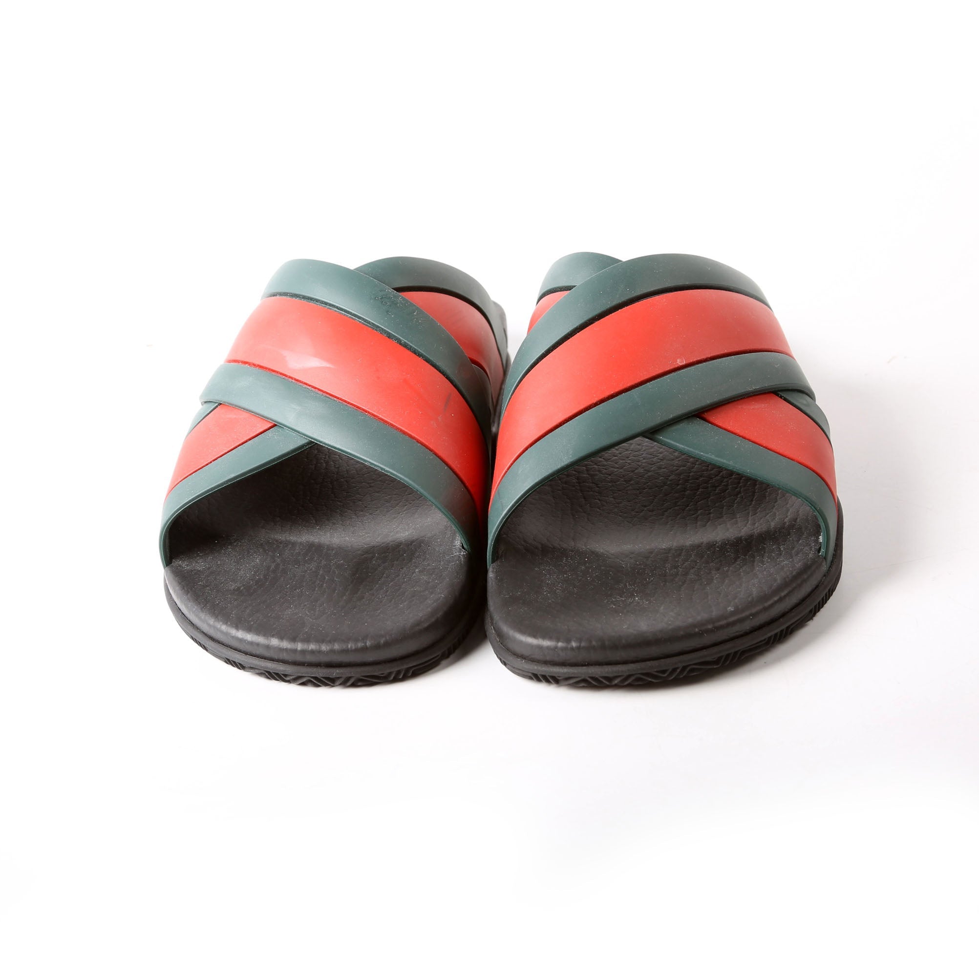 Gucci Criss Cross Web Rubber Slides Size 41