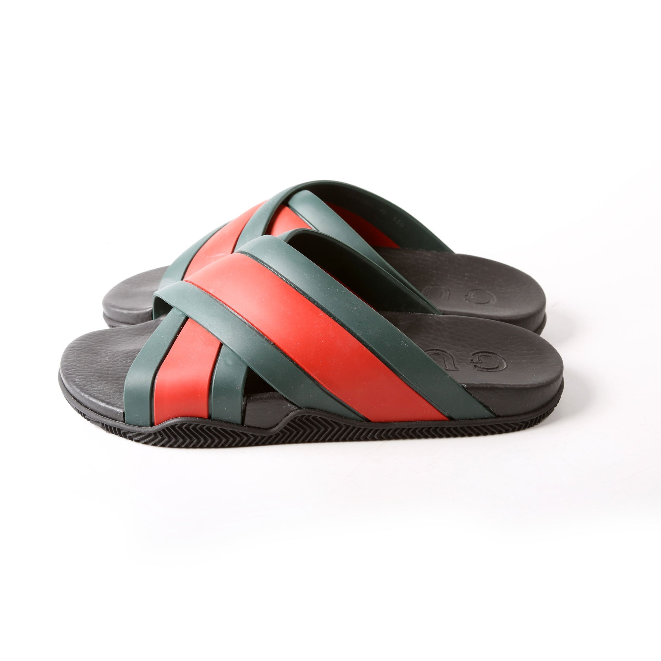 Gucci Criss Cross Web Rubber Slides Size 41