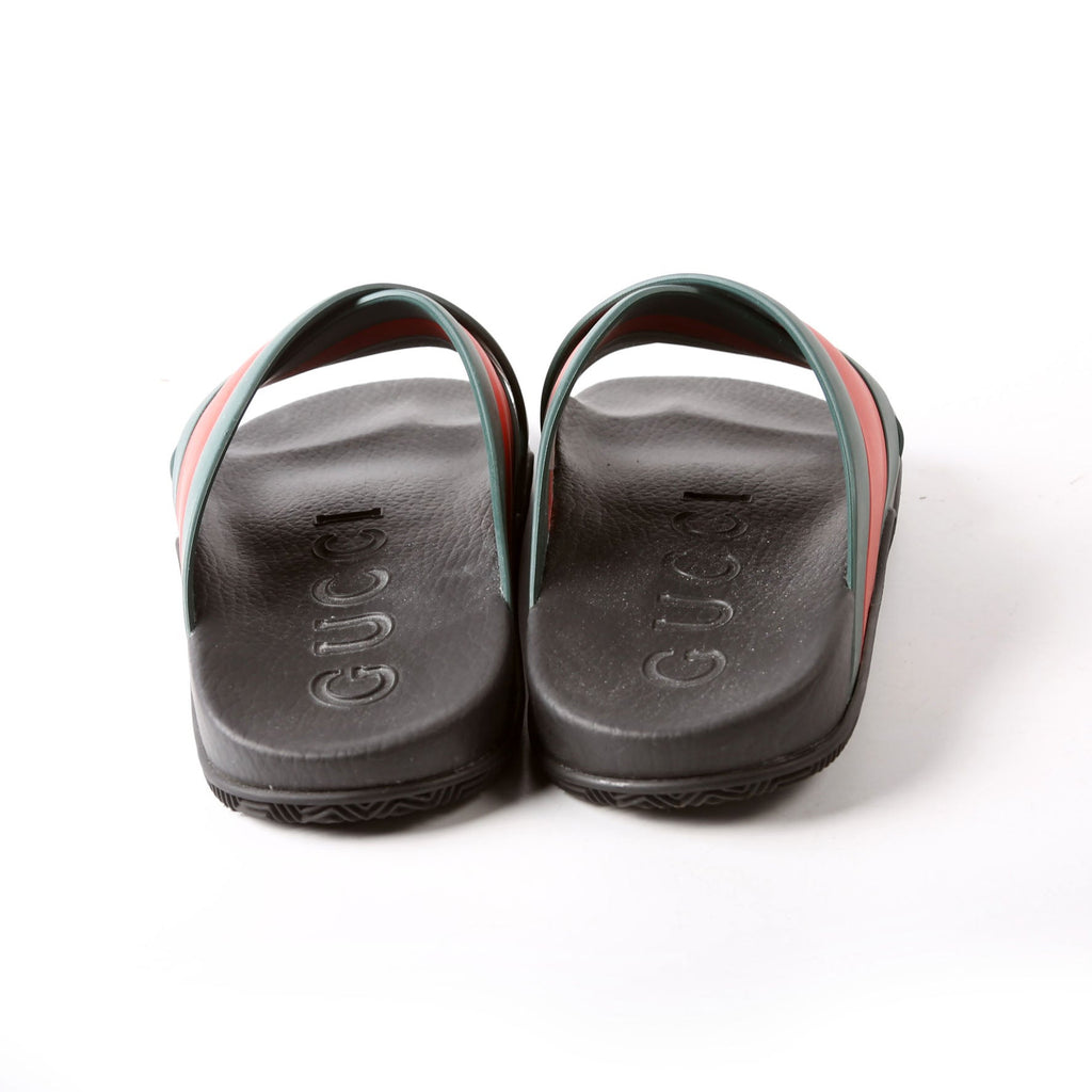 Gucci Criss Cross Web Rubber Slides Size 41
