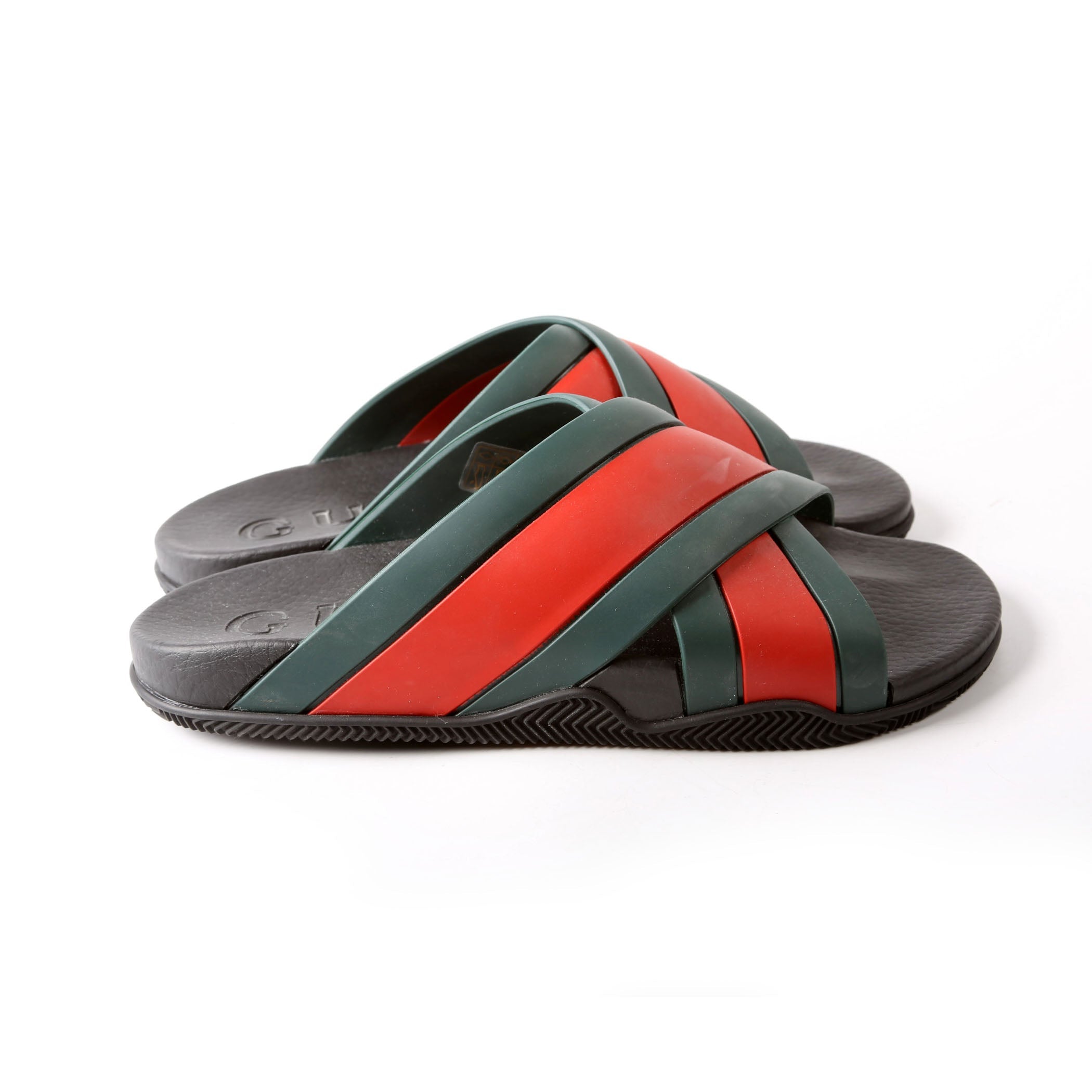 Gucci Criss Cross Web Rubber Slides Size 41