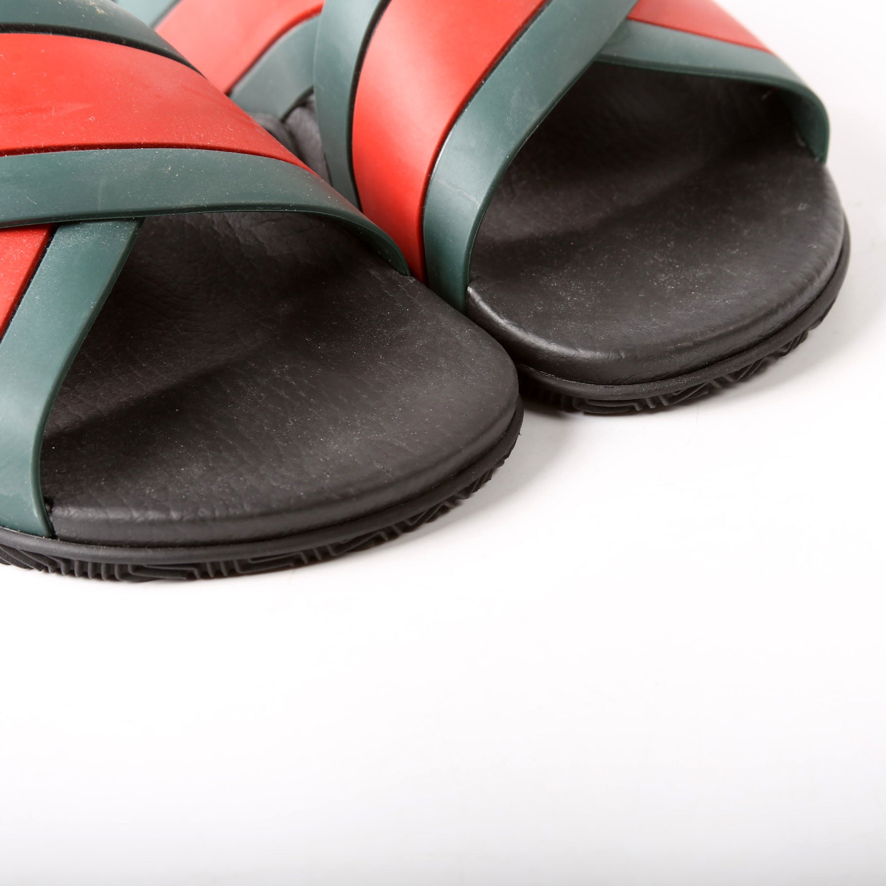 Gucci Criss Cross Web Rubber Slides Size 41