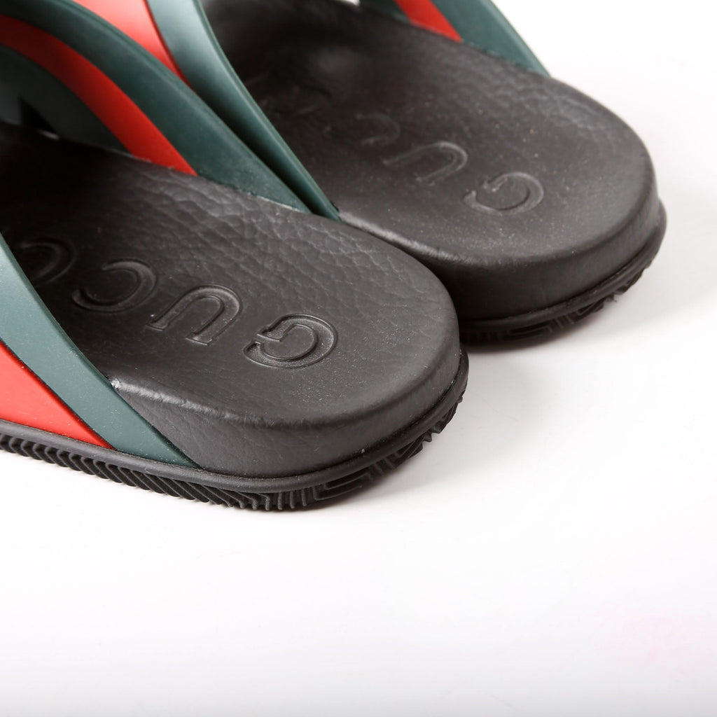 Gucci Criss Cross Web Rubber Slides Size 41