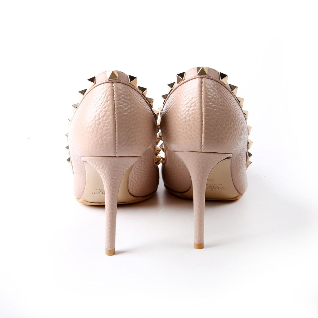 Rockstud Leather Pumps Size 36 Tan