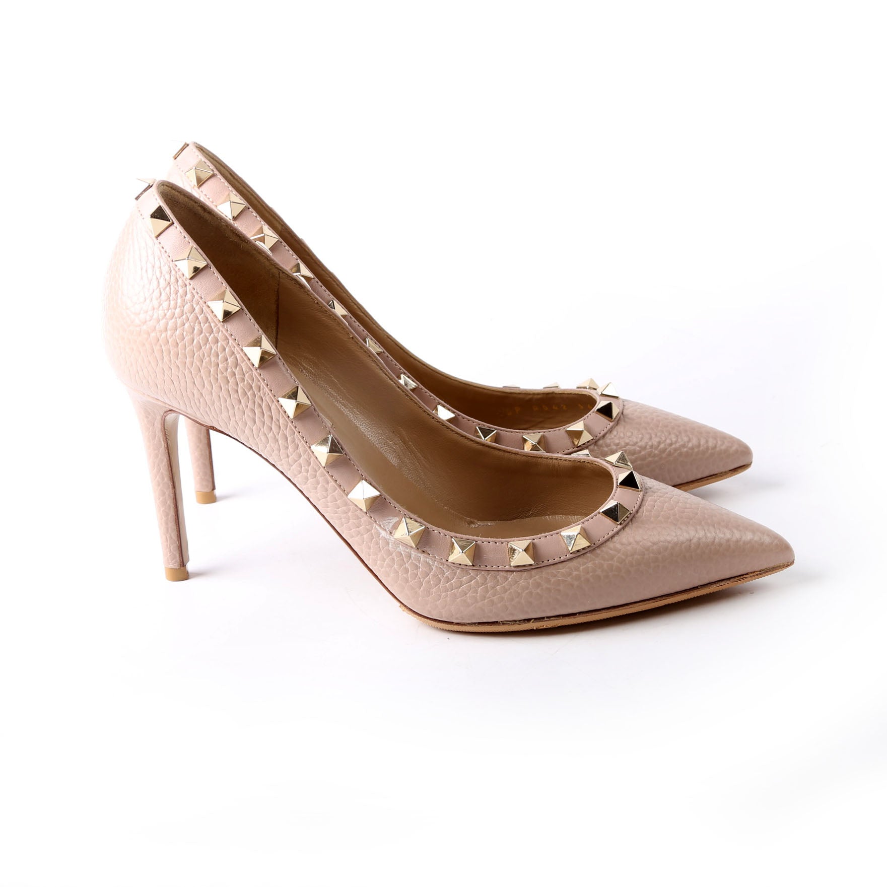 Rockstud Leather Pumps Size 36 Tan