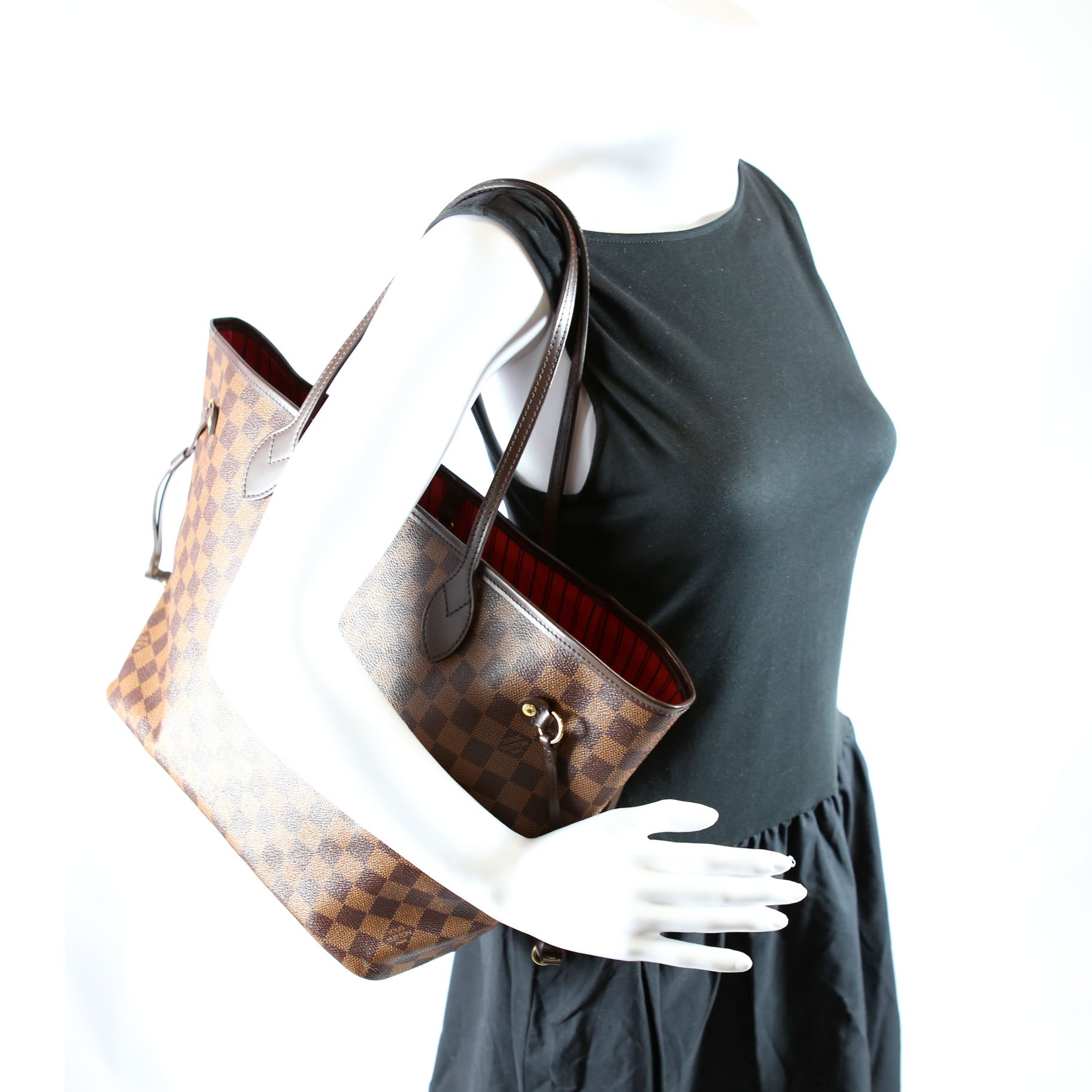 Neverfull With Wallet MM Damier Ebene Red