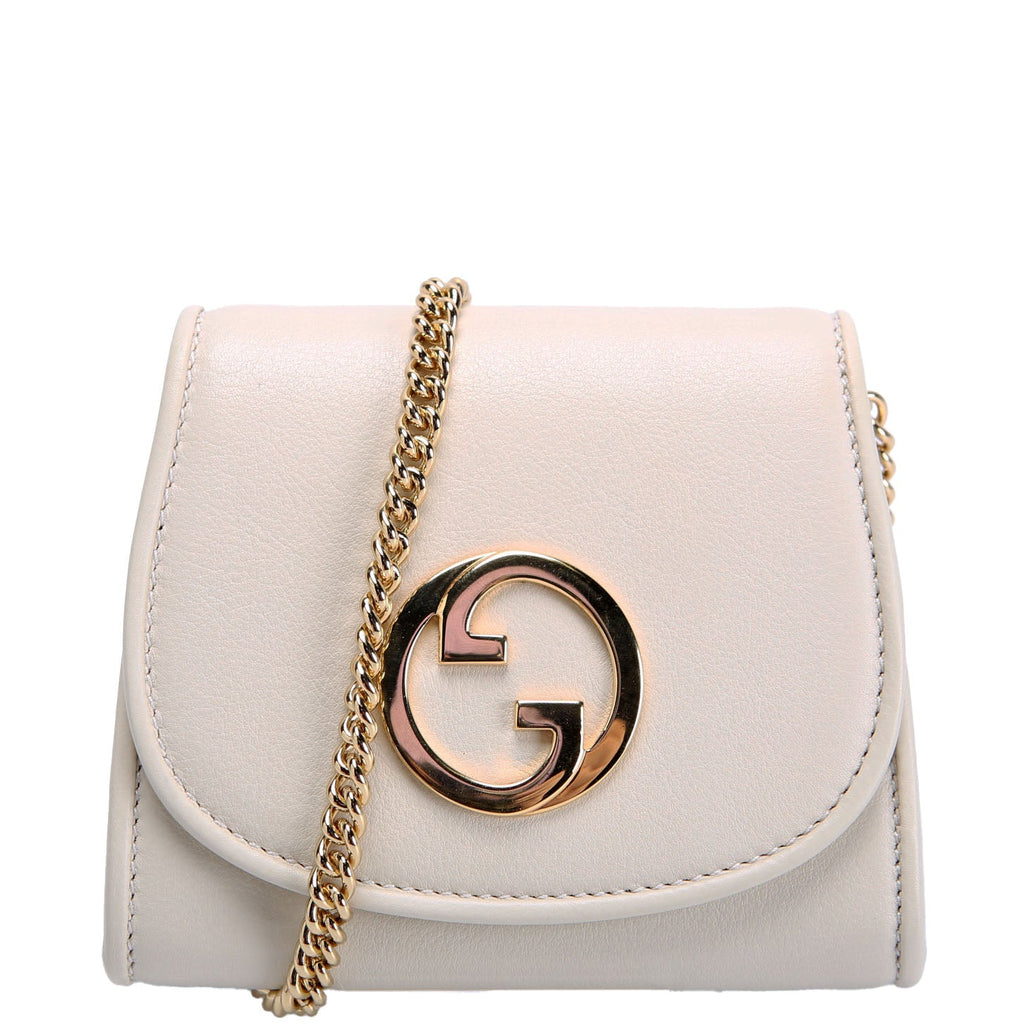 725219 Blondie Leather Chain Wallet Ivory