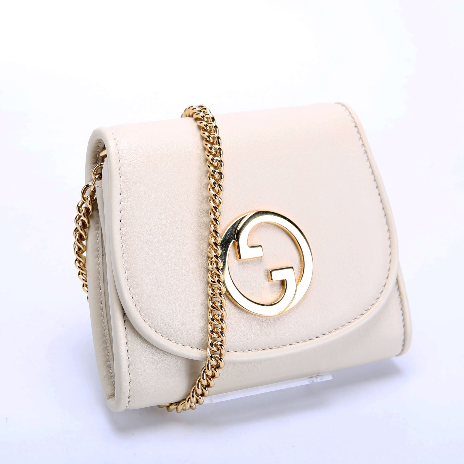 725219 Blondie Leather Chain Wallet Ivory