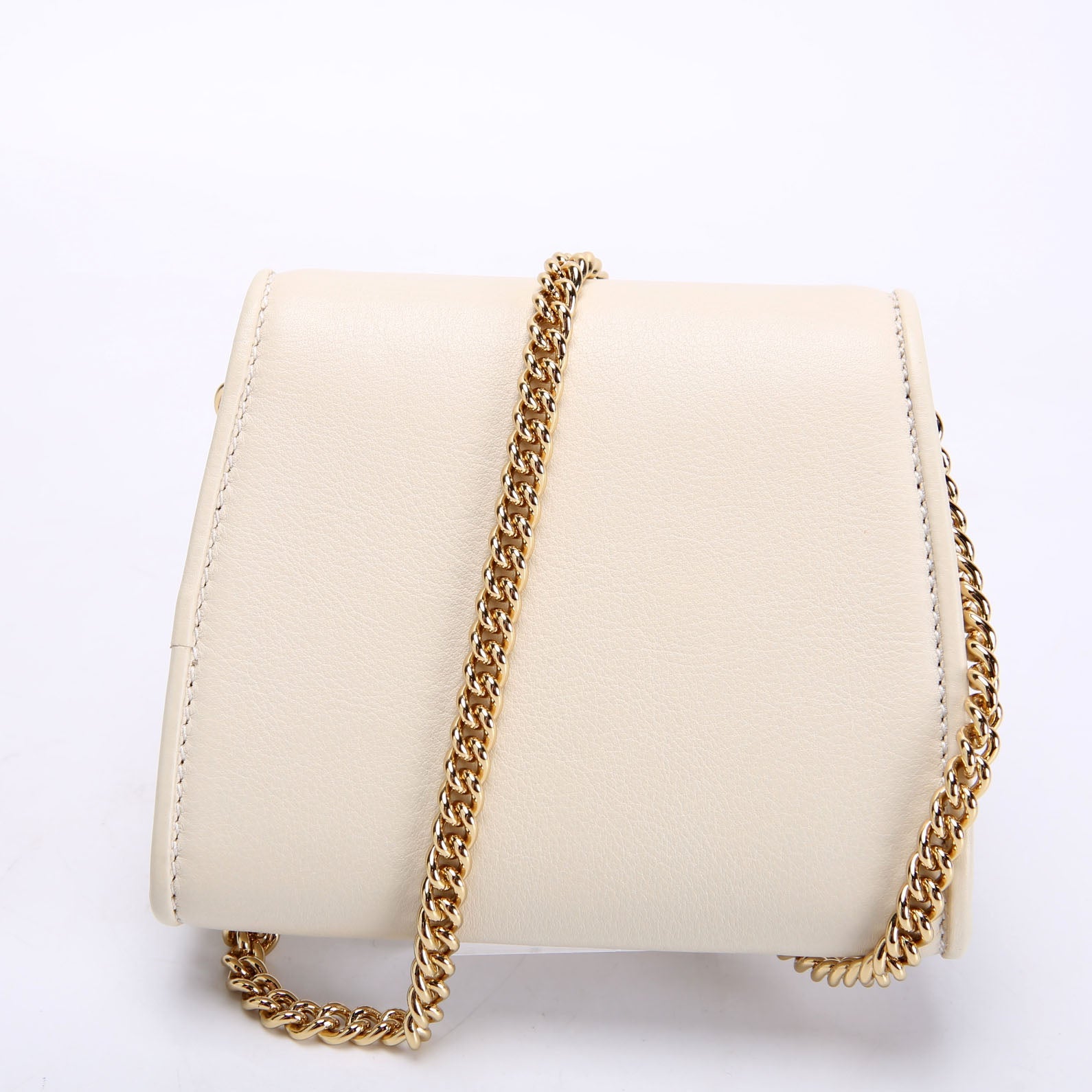 725219 Blondie Leather Chain Wallet Ivory