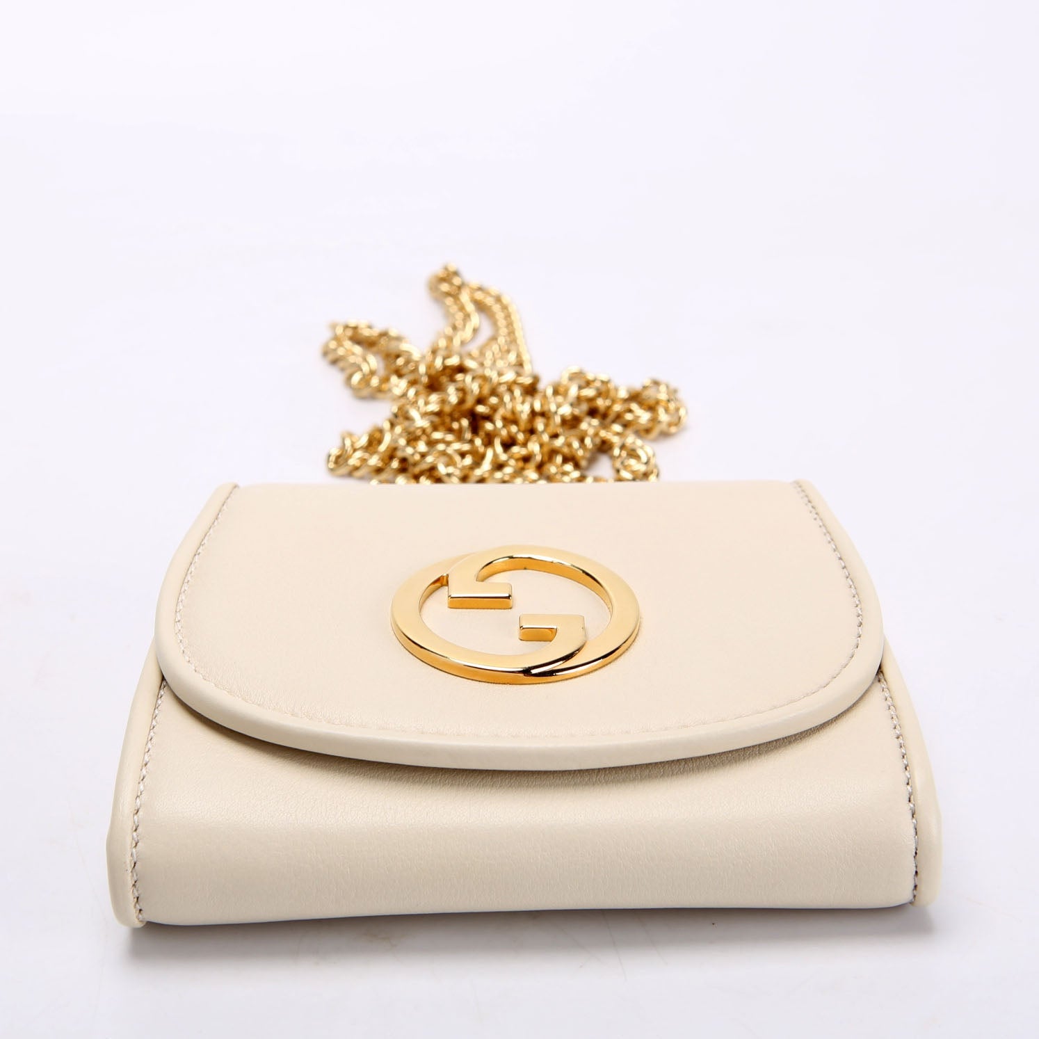 725219 Blondie Leather Chain Wallet Ivory