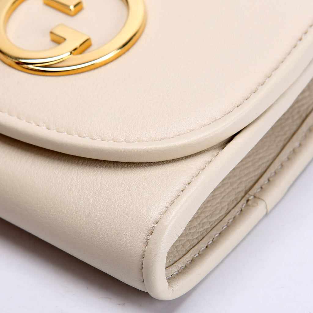725219 Blondie Leather Chain Wallet Ivory
