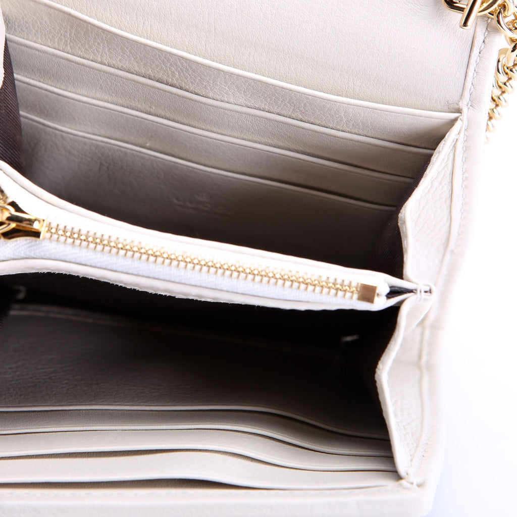725219 Blondie Leather Chain Wallet Ivory