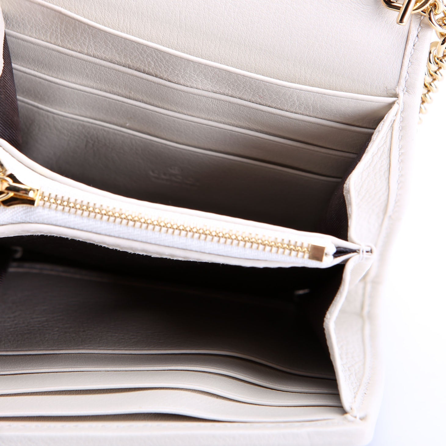 725219 Blondie Leather Chain Wallet Ivory