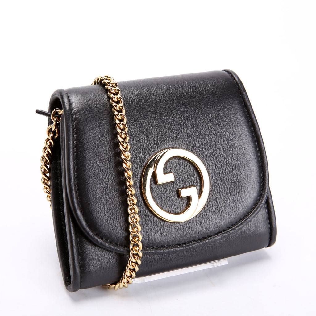 Gucci 725219 Blondie Leather Chain Wallet Black