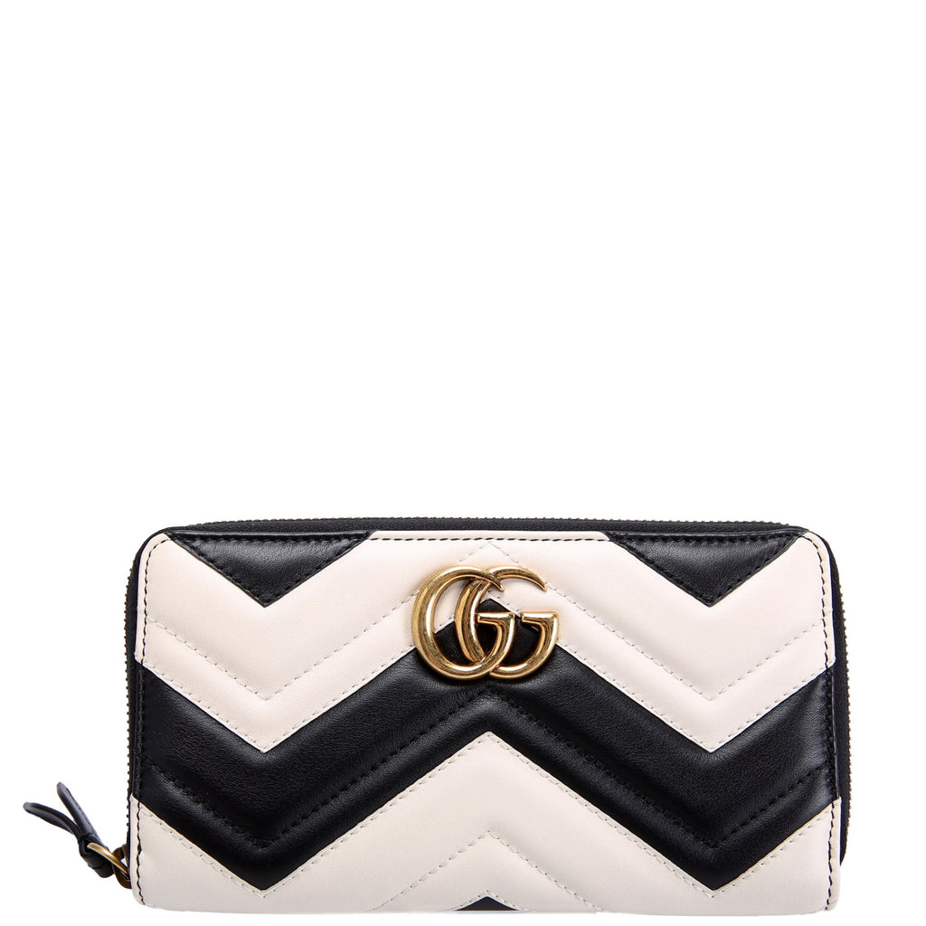 443123 GG Marmont Zip Around Wallet Black/Ivory