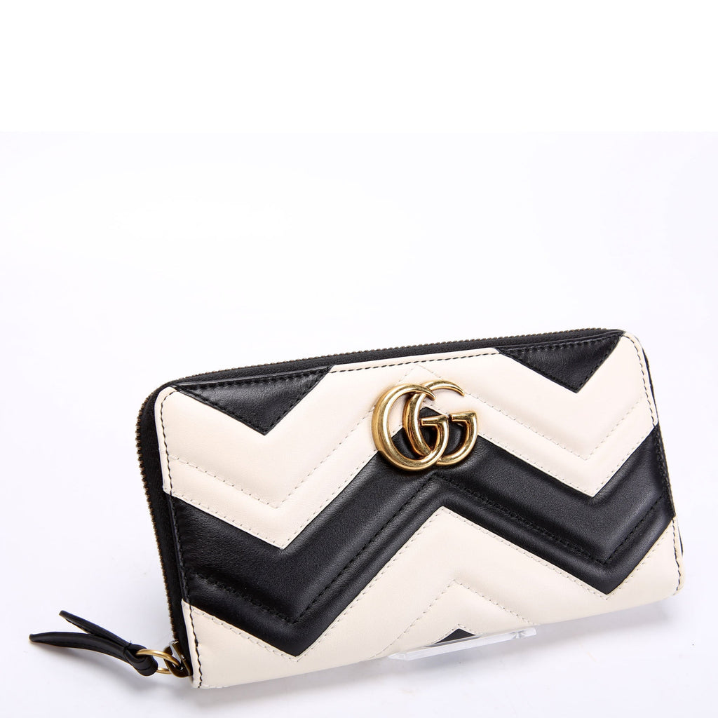 443123 GG Marmont Zip Around Wallet Black/Ivory