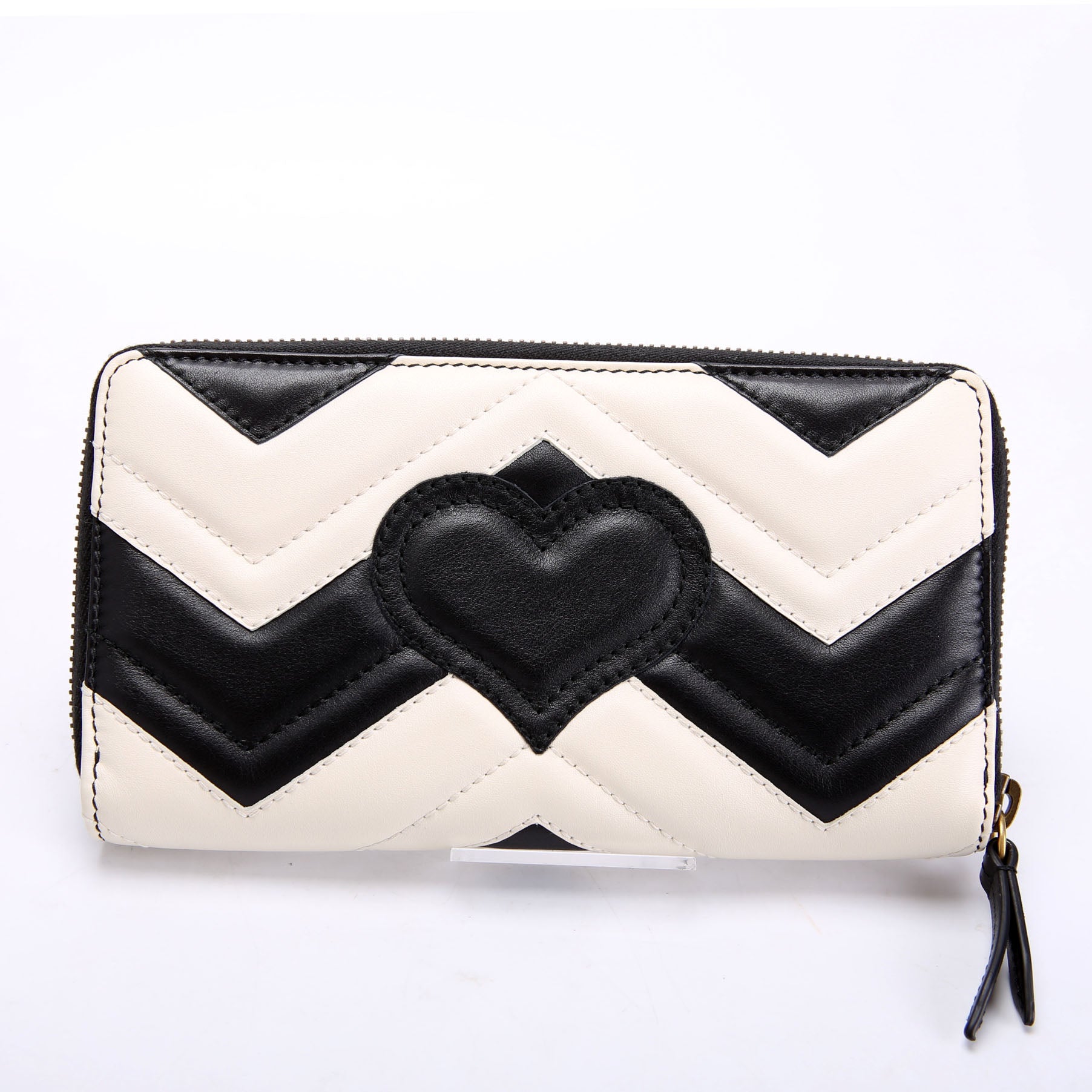 443123 GG Marmont Zip Around Wallet Black/Ivory