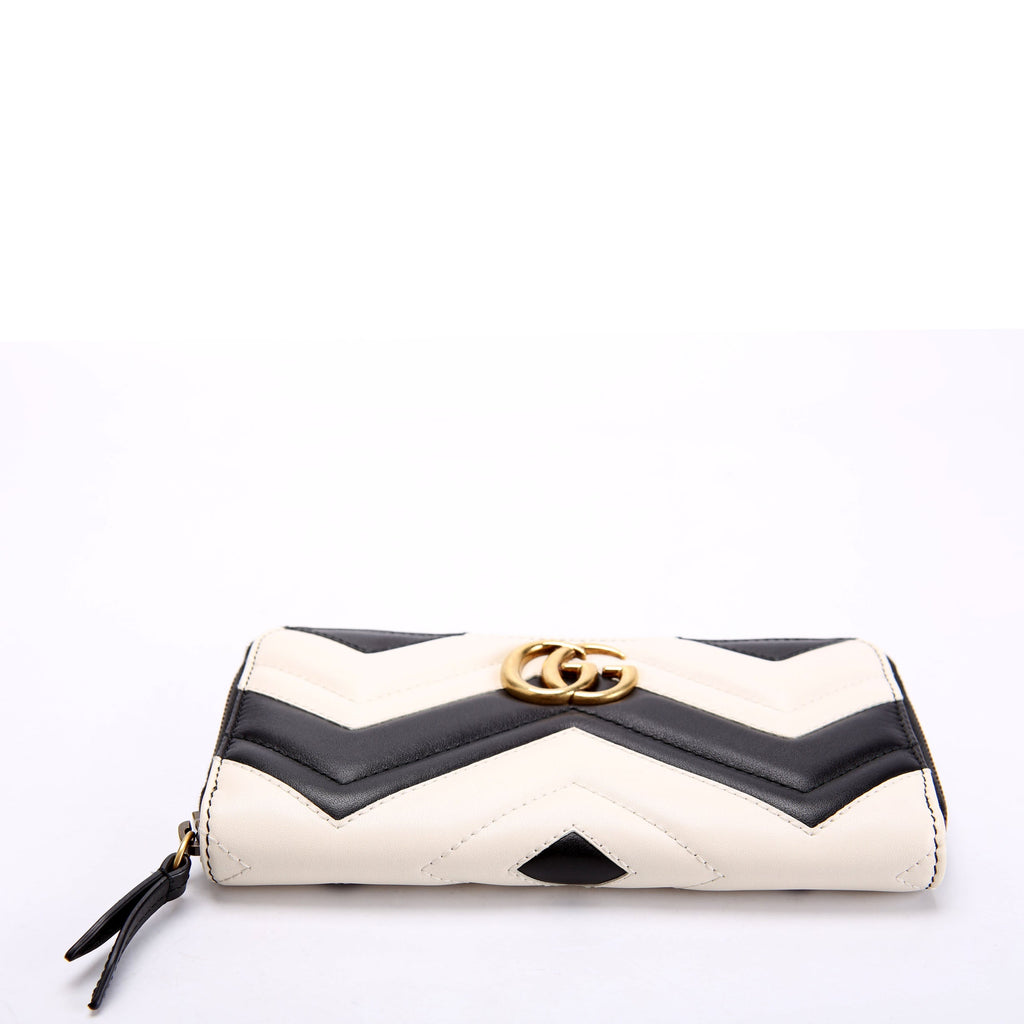 443123 GG Marmont Zip Around Wallet Black/Ivory