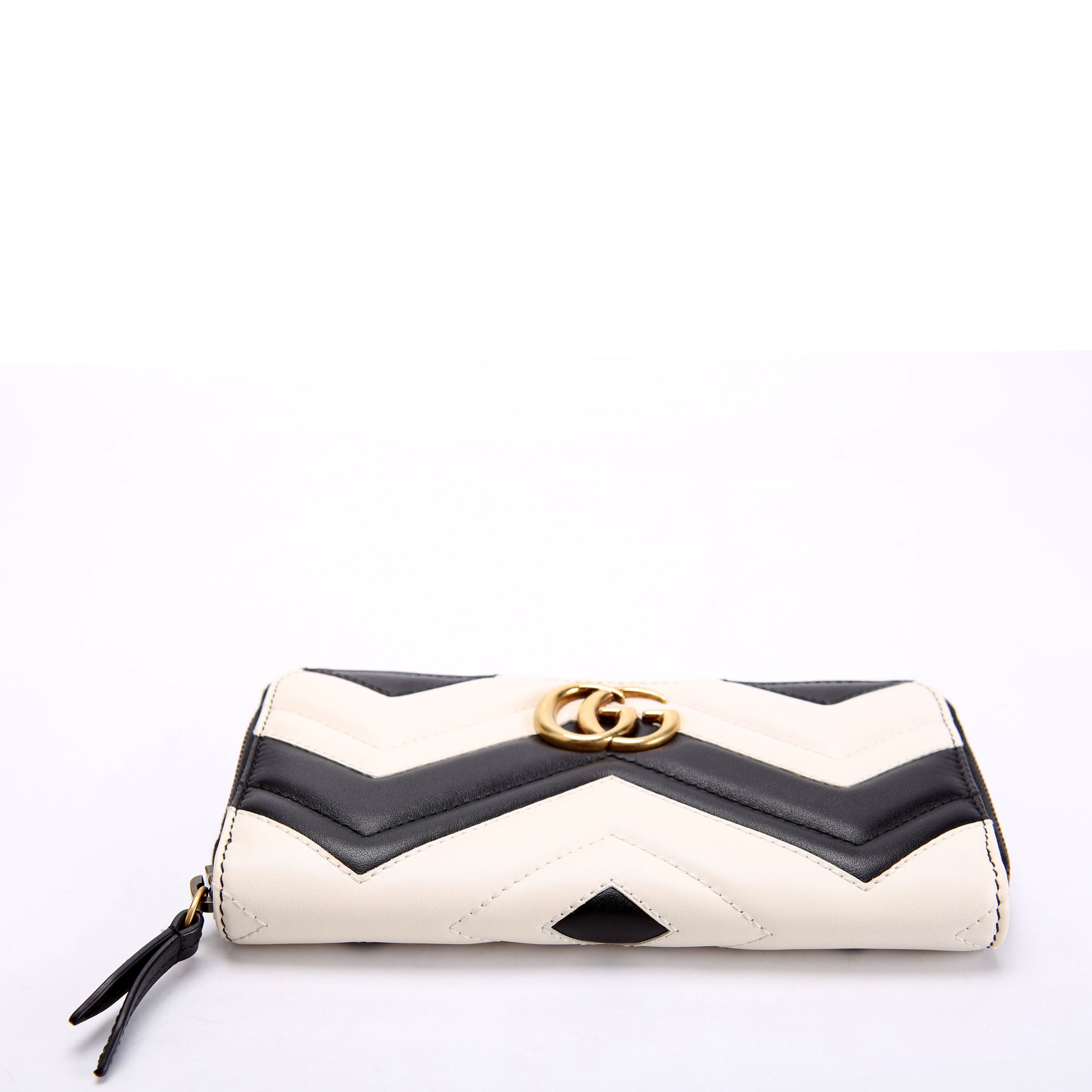 443123 GG Marmont Zip Around Wallet Black/Ivory